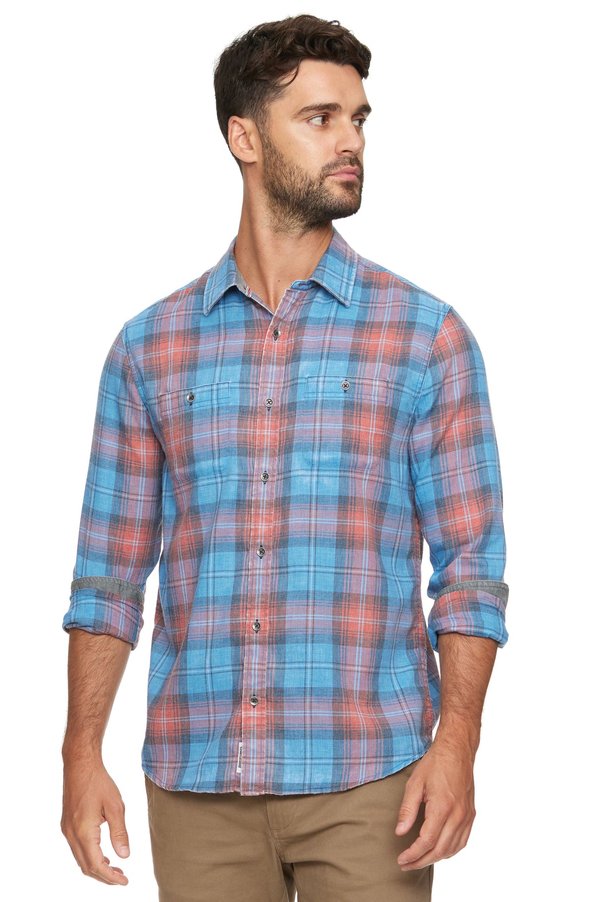 SP23WS1052-REDBLU-Dble Pocket Shirt by Flag and Anthem