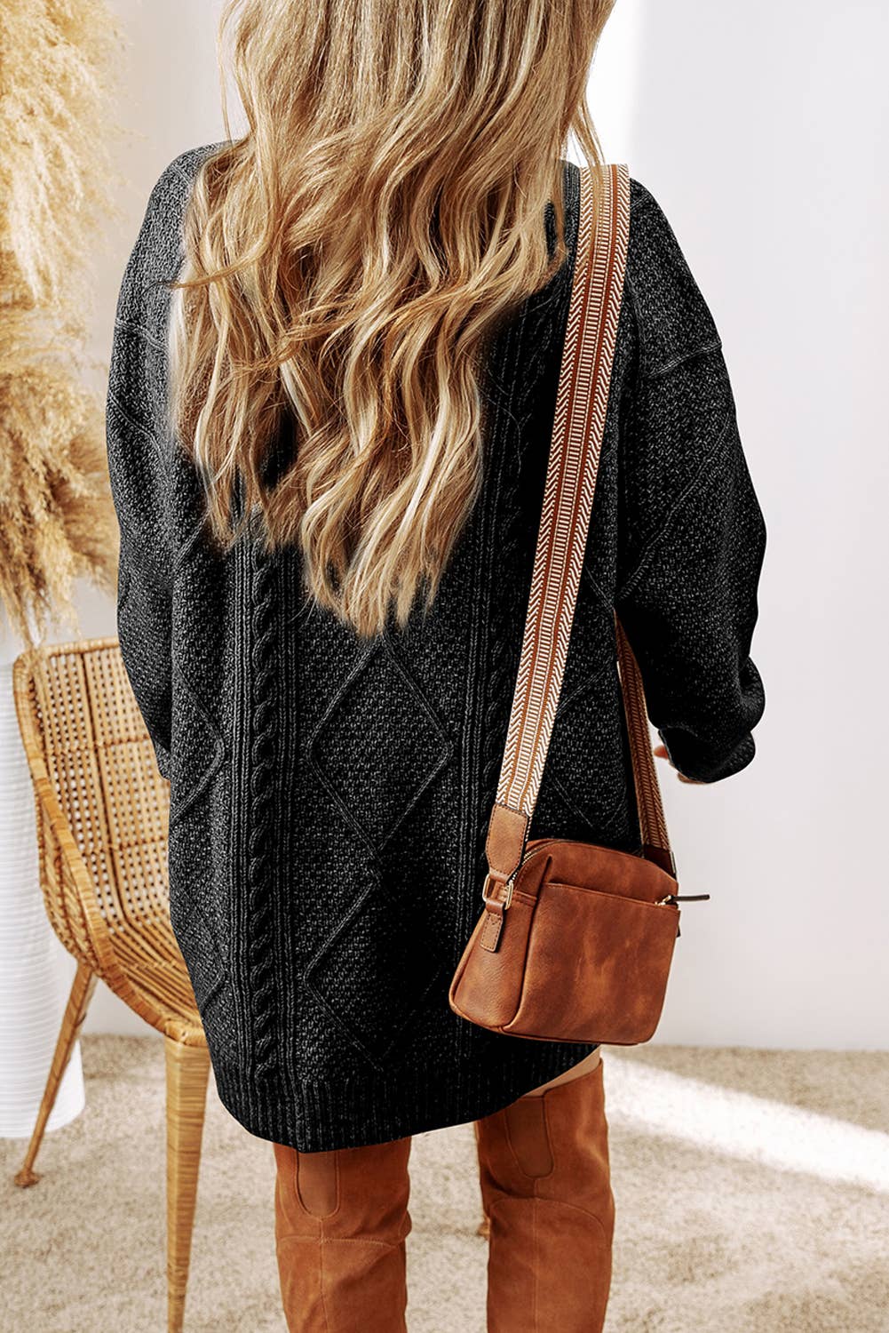 LDC Cable Knit Drop Shoulder Loose Fit Sweater Dress 1st Miracle LDC Cable Knit Drop Shoulder Loose Fit Sweater Dress 1st Miracle