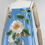 DR685Y Floral Embroidered Backless Suspender Short Skirt