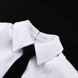 New style preppy necktie dress with lapel slit