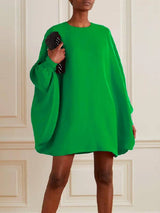 Batwing Sleeve Round Neck Mini Dress