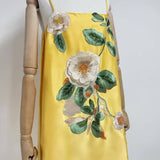 DR685Y Floral Embroidered Backless Suspender Short Skirt
