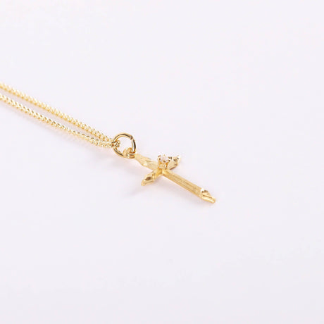 Necklace Cross Stone Gold Over SS 16-18" Gold Plated Brass C