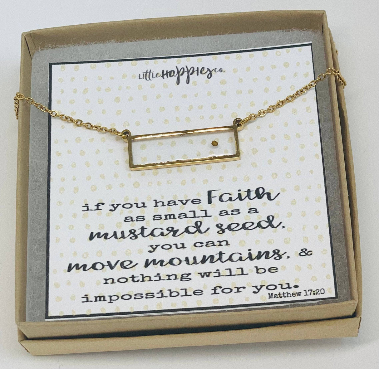 Real mustard seed necklace, Encouragement gift, Mustard seed