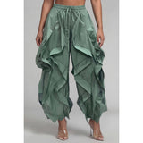 Oversized Wide Leg Ruffle Jogger Pants