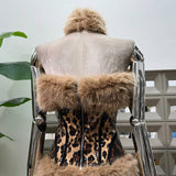 59Y Leopard Sequin Tube Top with Eco-Fur Three-Piece Set