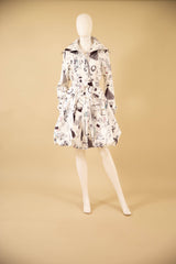 Printed Dupioni Bubble Coat Dress Fully Lined Zipper - 11665