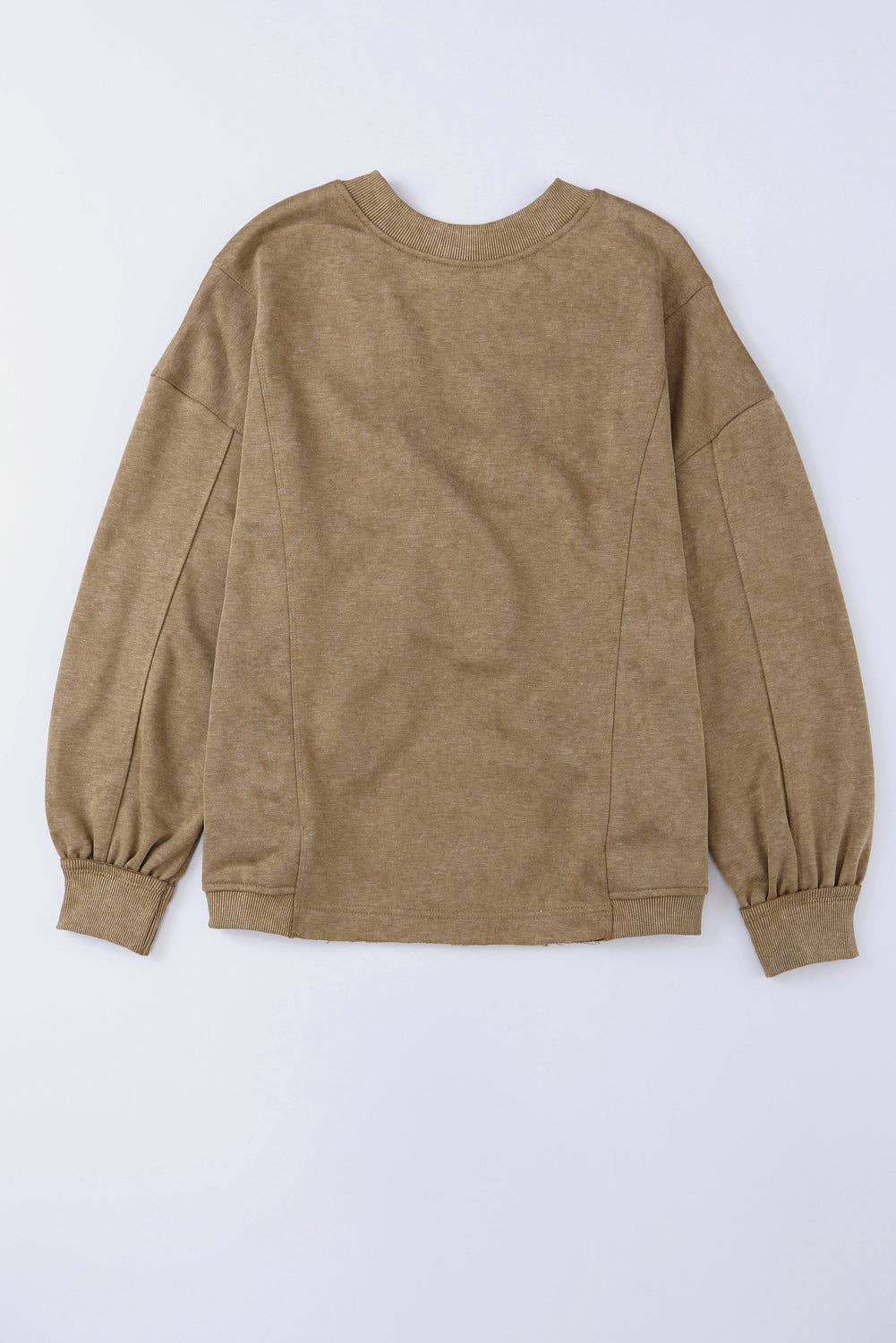 Khaki Exposed Seam Twist Open Back Oversized Sweatshirt: Khaki / L / 80%Polyester+20%Cotton