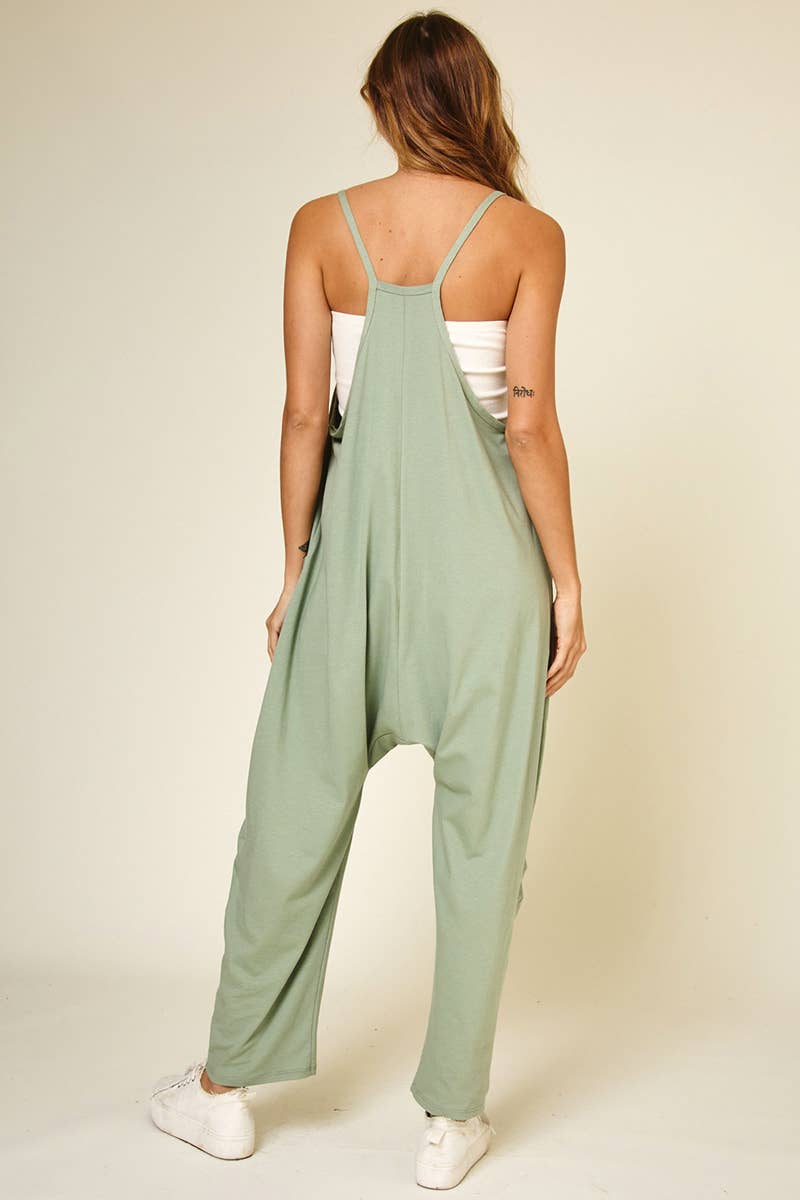 Cotton Harem Jumpsuit with Pockets / BL60000