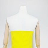 47Y Yellow Retro Tube Top Dress with 3D Floral Embroidery
