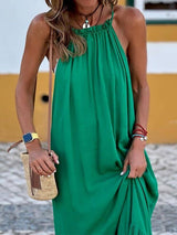Solid halter sleeveless maxi dress
