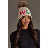 H-800 Beige Merry Pom Hat