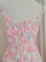 DR508 3D Rose Lace Pink Off-shoulder Holiday Suspender Dress