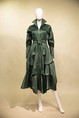 Stretch Dupioni Sculptural Zip Pleats Dress - F23011