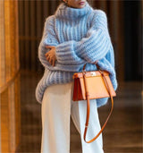 Knitted sweater fluffy long-sleeved turtleneck