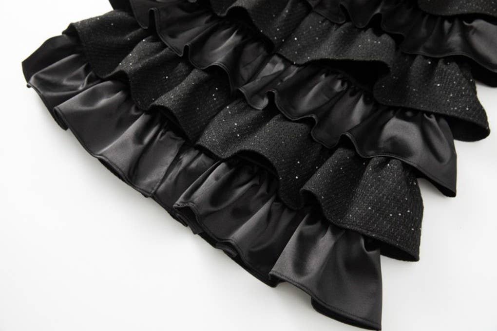 CT110L Handmade Beaded Tassel Ruffled Cake Windbreaker