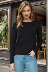 ROUNDED BOTTOM SOLID BASIC LONG SLEEVE TOP