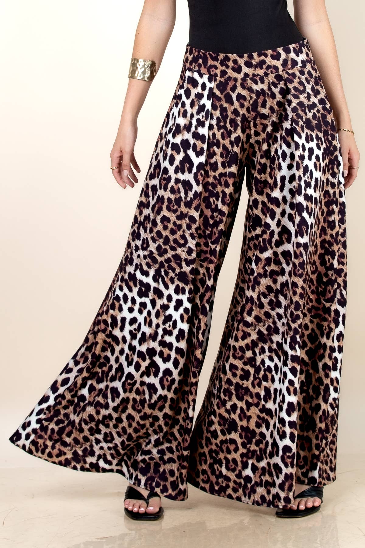 P919-6209-Gen Animal Print Wide Leg Pants