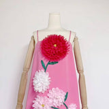 DR516Y Colorful 3D Floral Swing Suspender Long Summer Dress