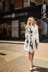 Printed Dupioni Bubble Coat Dress Fully Lined Zipper - 11665