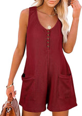 Summer new casual romper pocket vest jumpsuit women