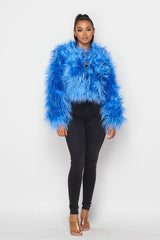 Shayla Shaggy Fur Short Jacket Coat (HDJ27948)