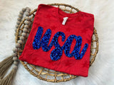 USA Sequin Embroidered T-shirt