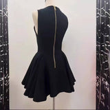 DR0273Y Chic V-Neck Vest Dress - High Waist, Double-Breasted