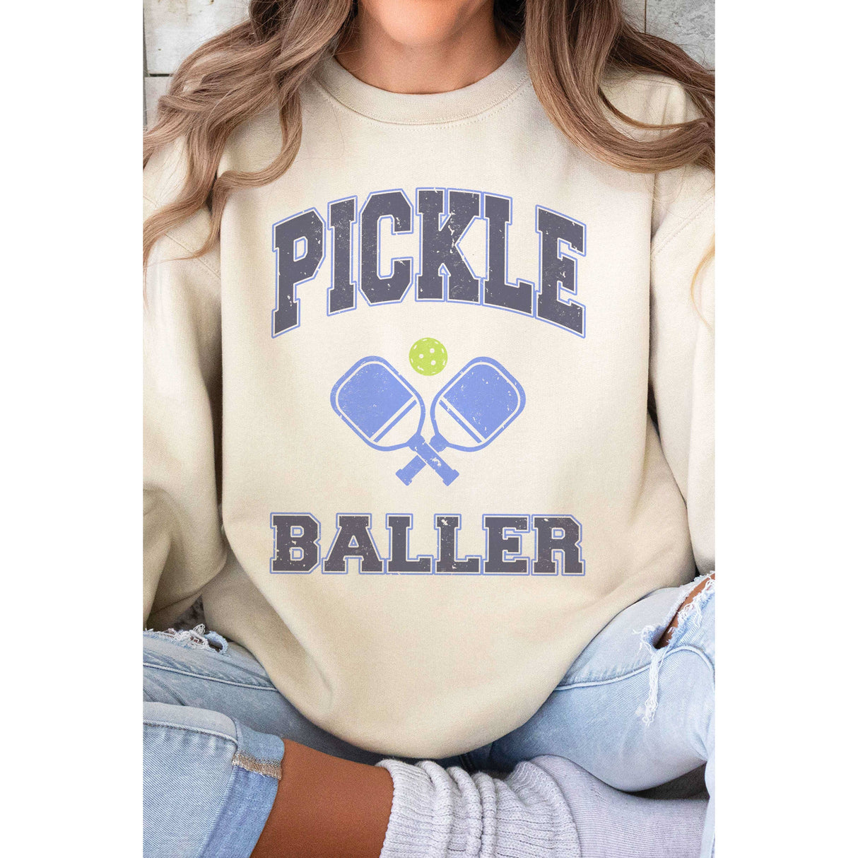 PICKLE BALLER Oversized Graphic Sweatshirt