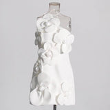 DR575Y Elegant 3D Floral Tube Top Short Summer Dress