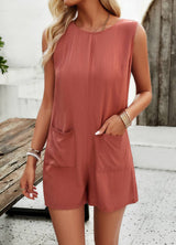 Sleeveless Double-Pocket Short Jumpsuit