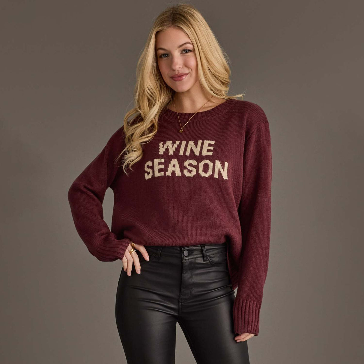 Burgundy & Ivory Wine Season Sweater