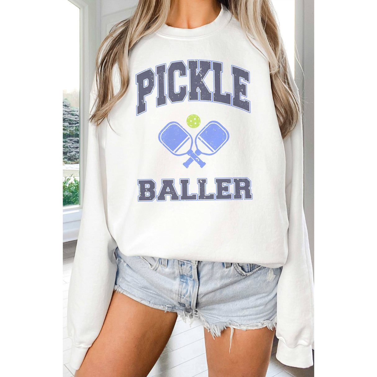 PICKLE BALLER Oversized Graphic Sweatshirt