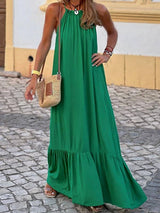 Solid halter sleeveless maxi dress