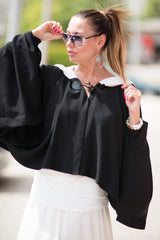 Black and White Hooded Summer Vest ANASTASIA