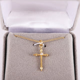 Necklace Cross Stone Gold Over SS 16-18" Gold Plated Brass C