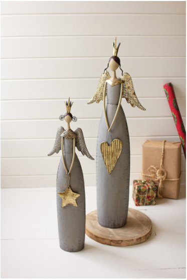 CHE1405 Gold/Grey Angels Holding Heart