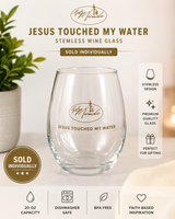Jesus Touched My Water Wine Glasses-Gold