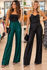 SY5620-P Sequin Flared Leg Pants