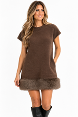 D7417 Faux Fur Mini Dress