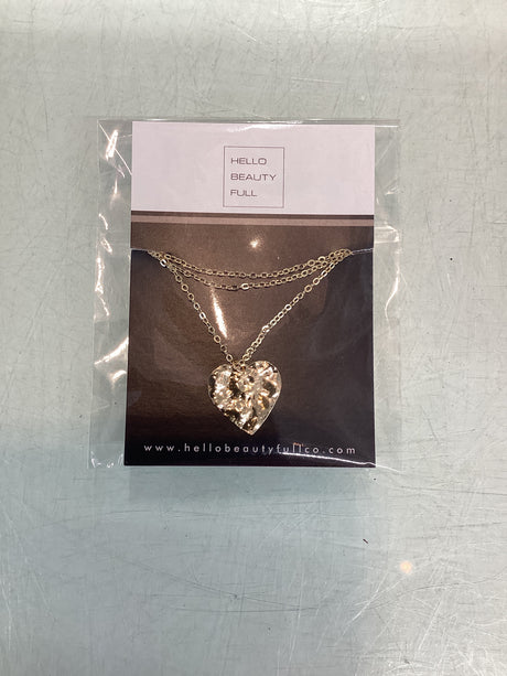 HBF Necklace Gold Hammered Heart