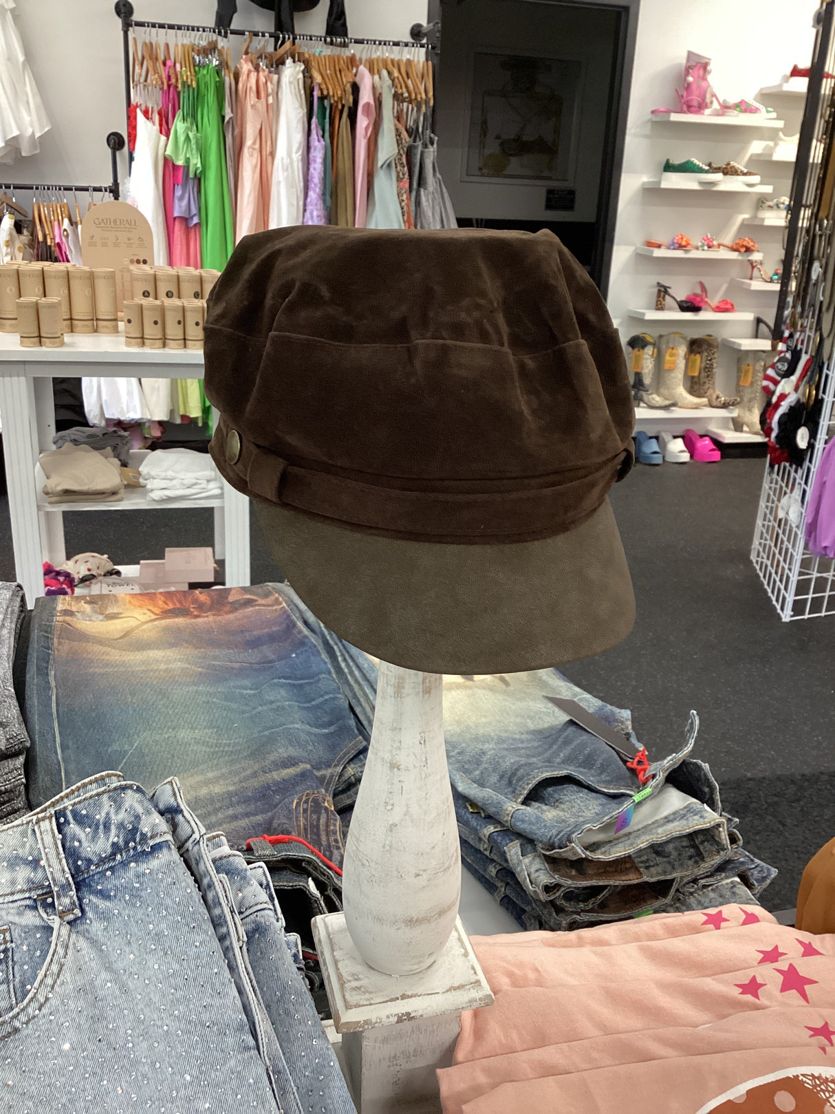 FHE0166BRN Faux Suede Fisherman's Cap-BRN