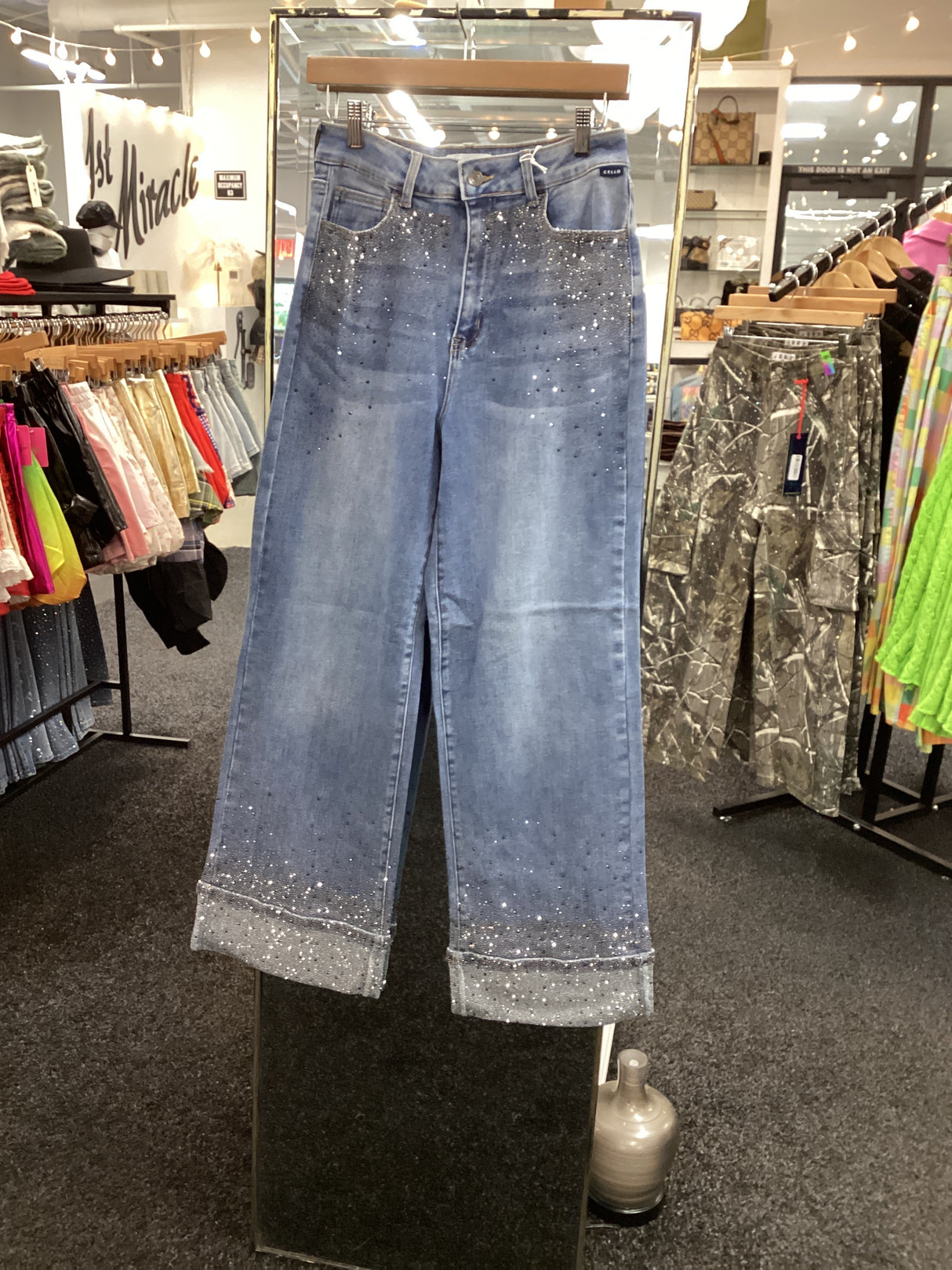 ES99976M High Ride Embellished Wide Leg with Cuff