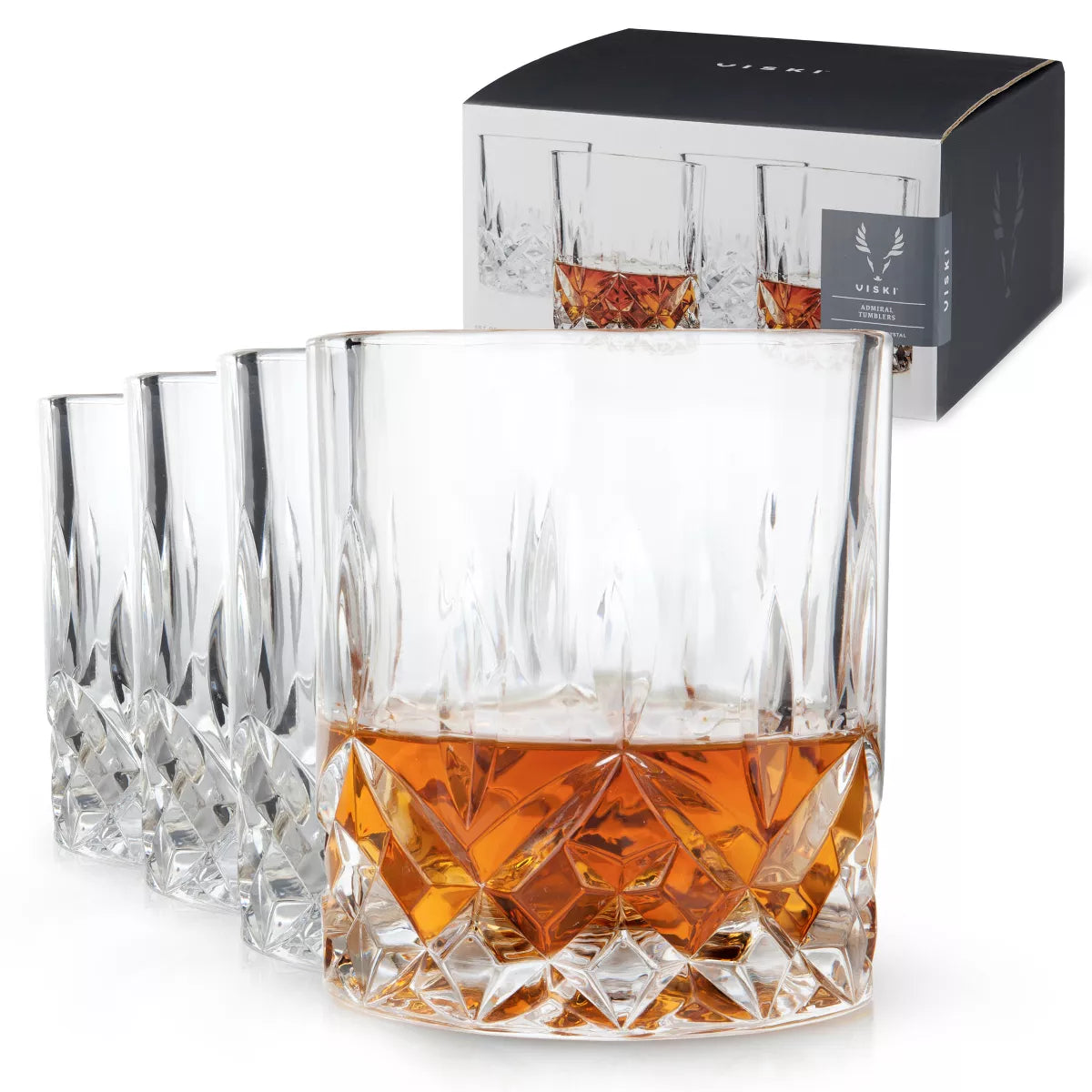 ADMIRAL CRYSTAL TUMBLERS SET OF 4 BY VISKI