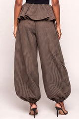 HP3023 Brown Checkered Balloon Pants