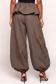 HP3023 Brown Checkered Balloon Pants