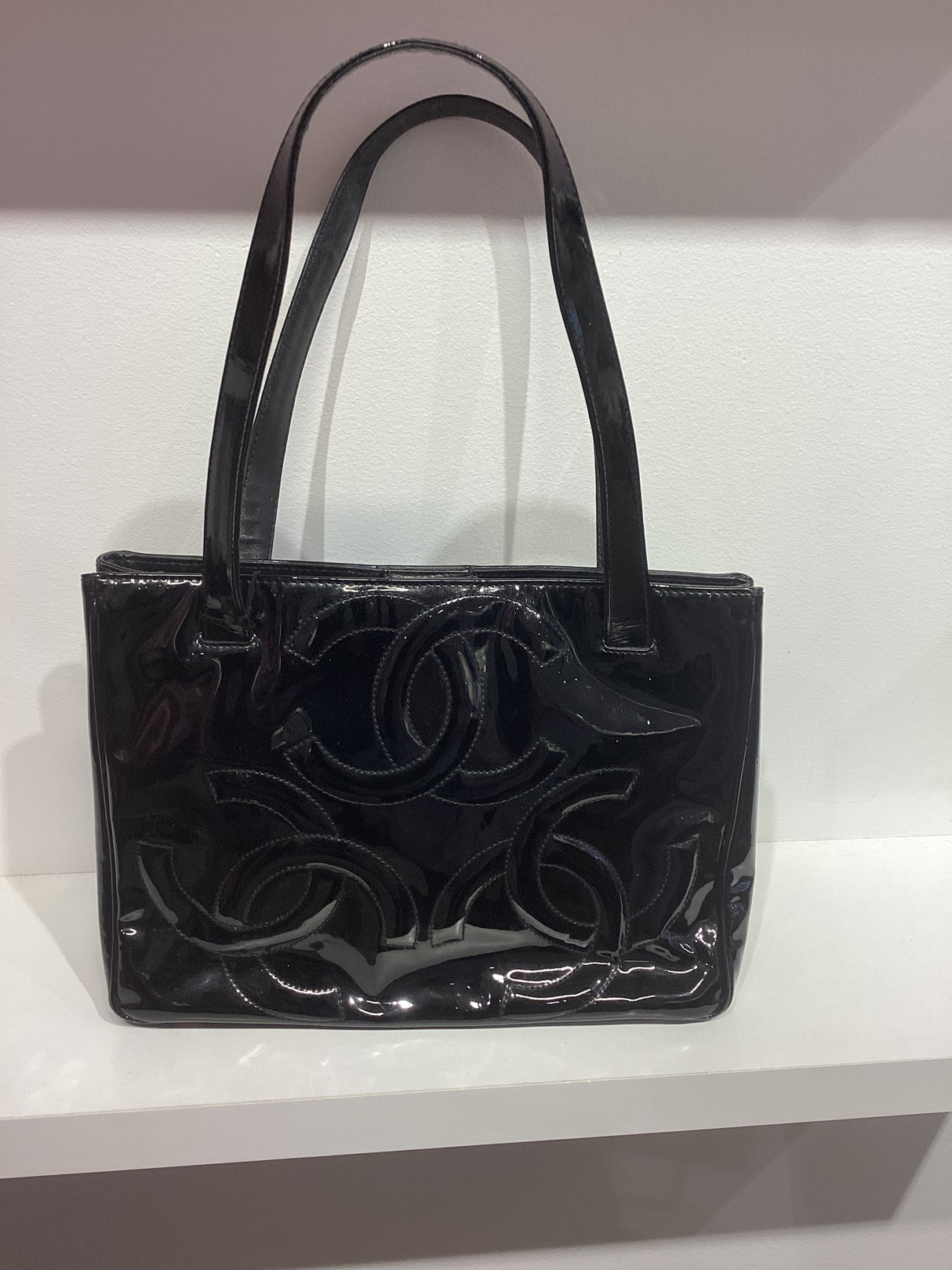 Black Patent Leather Tote