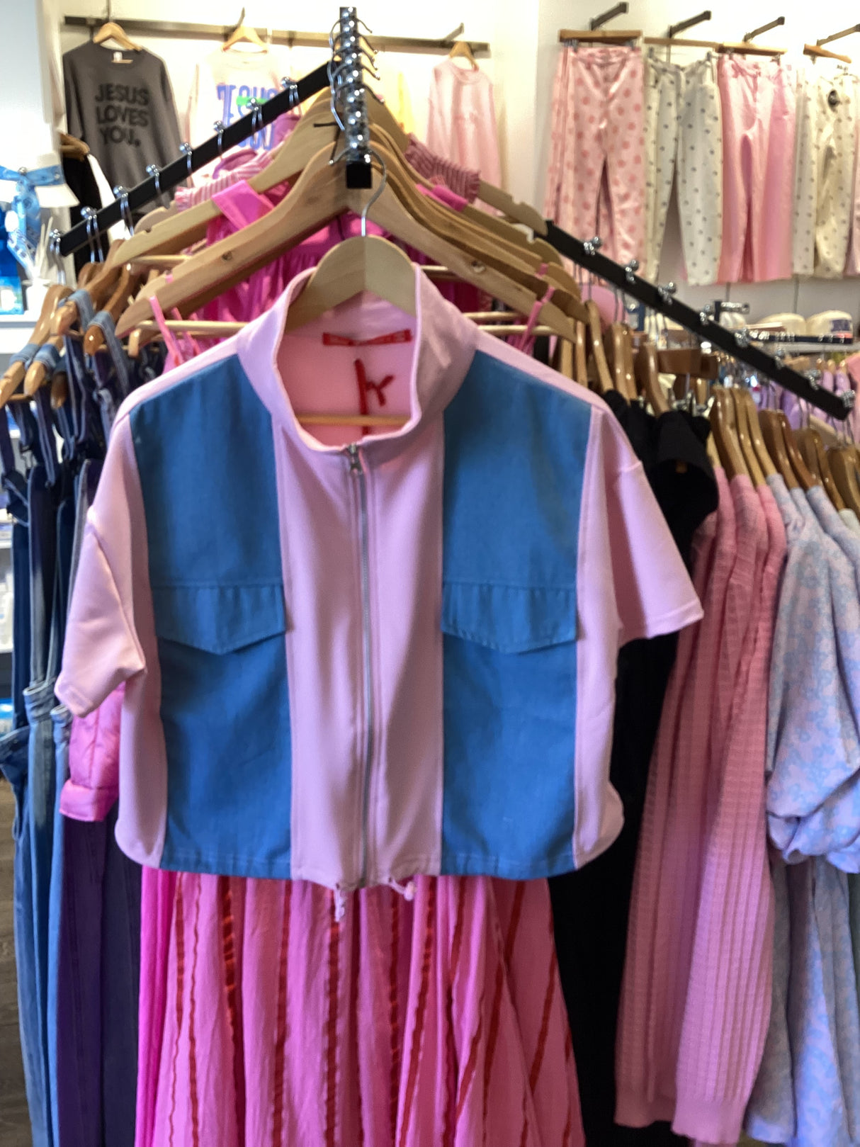 PD2602 - Pink / Denim Shirt & Pant Jogger set