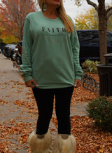 19SRSU "FAITH OVER FEAR"UNISEX FASHION FLEECE CREW SWEATSHIRT