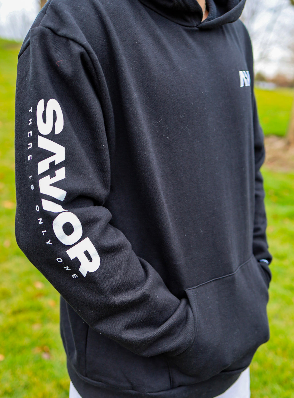 40SRHTU Savior "AV" Embroidered Arm Patch Heavyweight Hoodie